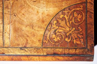 17th Century Figured Walnut and Seaweed Marquetry Lace Box