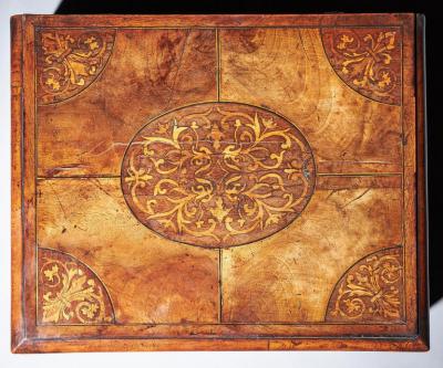 17th Century Figured Walnut and Seaweed Marquetry Lace Box