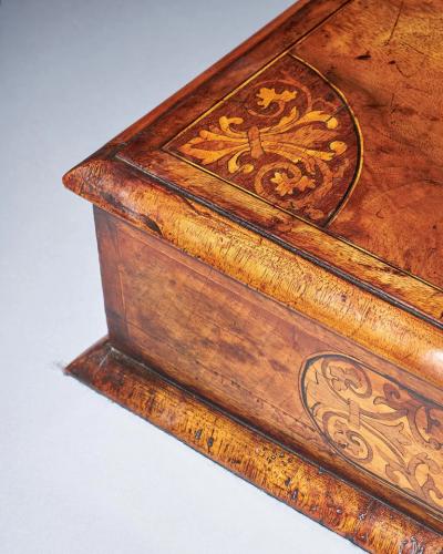 17th Century Figured Walnut and Seaweed Marquetry Lace Box