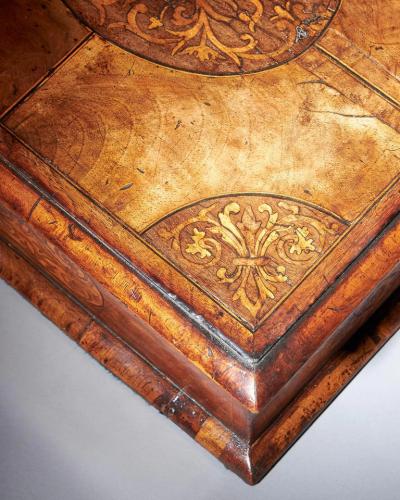 17th Century Figured Walnut and Seaweed Marquetry Lace Box