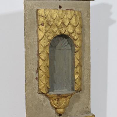 17th Century French Carved Oak Baroque Altar Niche with Angel Head