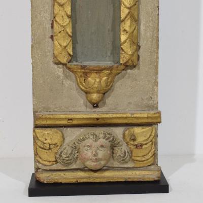 17th Century French Carved Oak Baroque Altar Niche with Angel Head