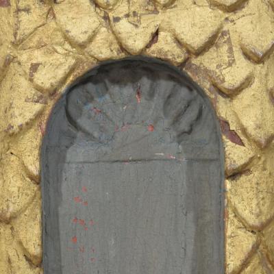 17th Century French Carved Oak Baroque Altar Niche with Angel Head