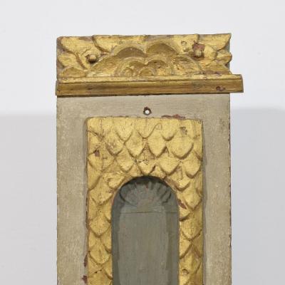 17th Century French Carved Oak Baroque Altar Niche with Angel Head