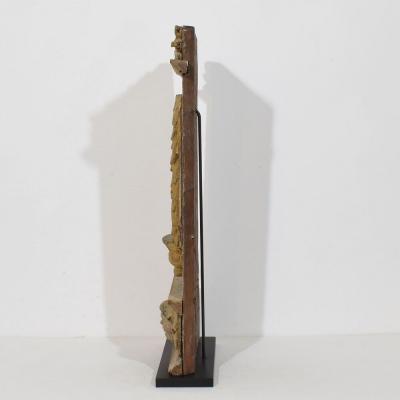 17th Century French Carved Oak Baroque Altar Niche with Angel Head