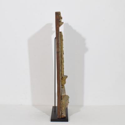 17th Century French Carved Oak Baroque Altar Niche with Angel Head