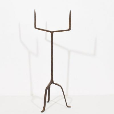 17th Century French Hand Forged Iron Candleholder