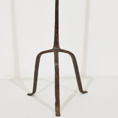 17th Century French Hand Forged Iron Candleholder