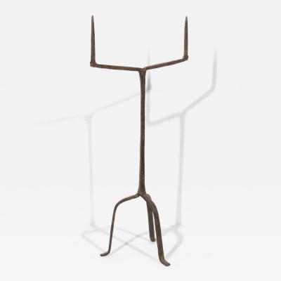 17th Century French Hand Forged Iron Candleholder