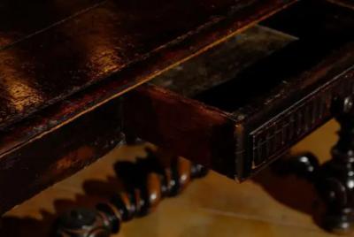17th Century French Louis XIII Period Walnut Side Table with Barley Twist Base