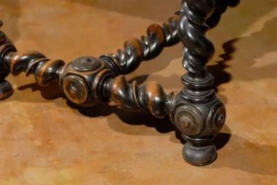 17th Century French Louis XIII Period Walnut Side Table with Barley Twist Base