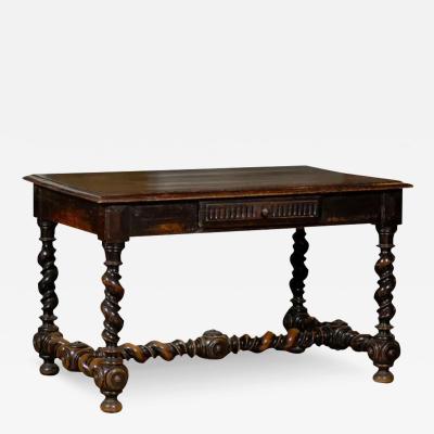 17th Century French Louis XIII Period Walnut Side Table with Barley Twist Base