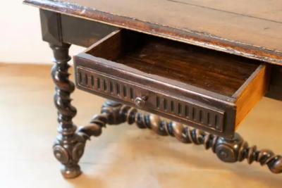 17th Century French Louis XIII Period Walnut Side Table with Barley Twist Base