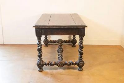 17th Century French Louis XIII Period Walnut Side Table with Barley Twist Base