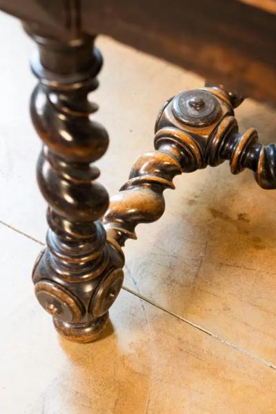 17th Century French Louis XIII Period Walnut Side Table with Barley Twist Base