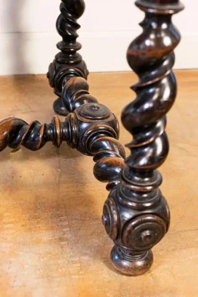 17th Century French Louis XIII Period Walnut Side Table with Barley Twist Base
