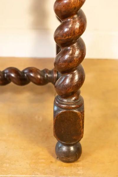17th Century French Walnut Side Table with Single Drawer and Barley Twist Base