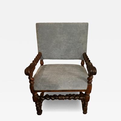 17th Century French barley twist armchair