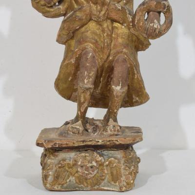17th Century Italian Baroque Angel Figure with Candleholder