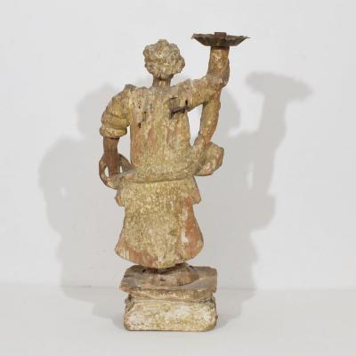 17th Century Italian Baroque Angel Figure with Candleholder