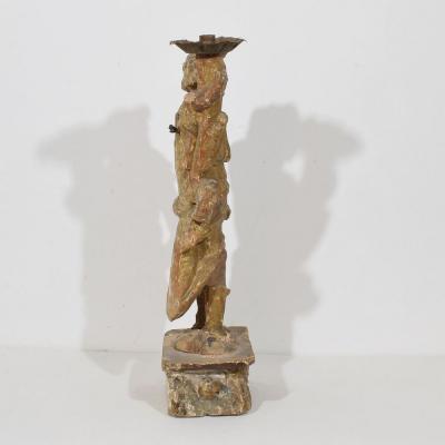17th Century Italian Baroque Angel Figure with Candleholder