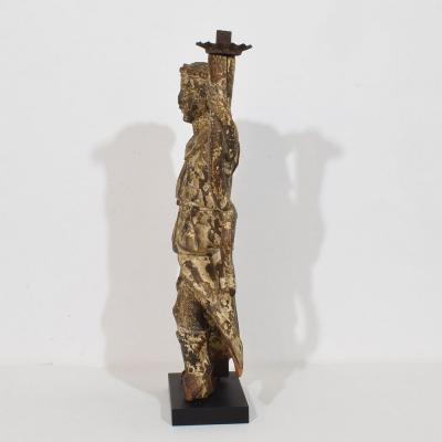 17th Century Italian Baroque Angel Figure with Candleholder Circa 1650 1700