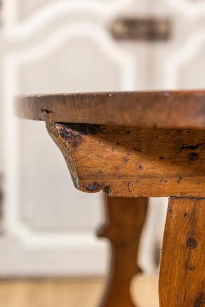 17th Century Italian Baroque Period Walnut Demilune Table with Carved Lyre Base