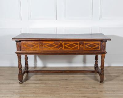 17th Century Italian Fratino Table in Walnut with Cherry Inlay