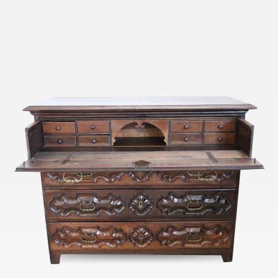 17th Century Italian Louis XIV Carved Walnut Antique Commode or Chest of Drawers