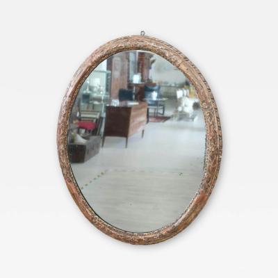 17th Century Italian Louis XIV Carved Wood Antique Oval Wall Mirror