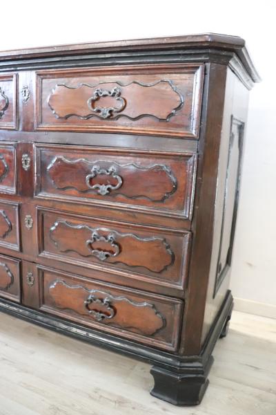 17th Century Italian Louis XIV Walnut Antique Commode or Chest of Drawers