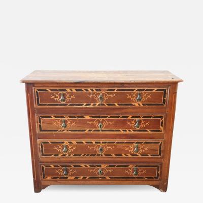 17th Century Italian Louis XIV Walnut Inlaid Antique Commode or Chest of Drawers