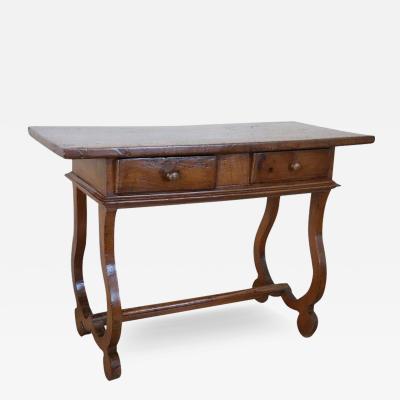 17th Century Italian Oak Wood Antique Fratino Table with Lyre Legs