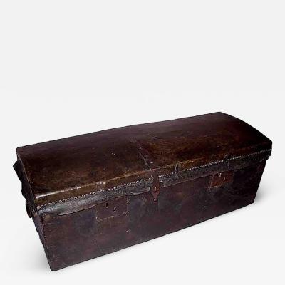 17th Century Leather Travelling Trunk