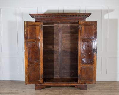 17th Century Lombard Walnut Wardrobe with Paneled Doors Brescia Italy