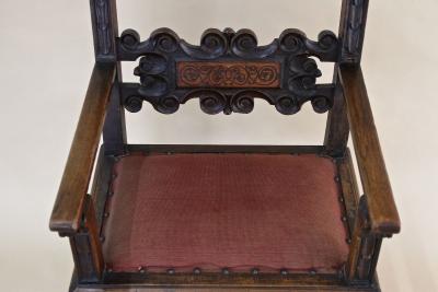 17th Century Renaissance Nutwood Armchair Handcarved Austria ca 1680