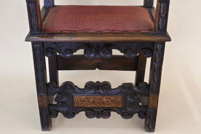 17th Century Renaissance Nutwood Armchair Handcarved Austria ca 1680