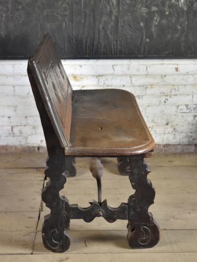 17th Century Rustic Spanish Baroque Walnut Bench Settee