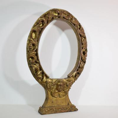 17th Century Spanish Giltwood Baroque Altarpiece with Angel Head