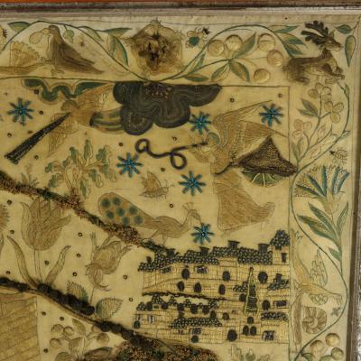 17th Century Stumpwork Picture Depicting The Binding of Isaac