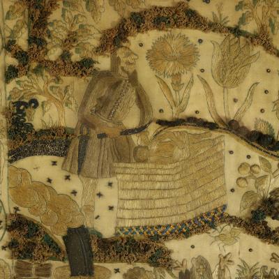 17th Century Stumpwork Picture Depicting The Binding of Isaac