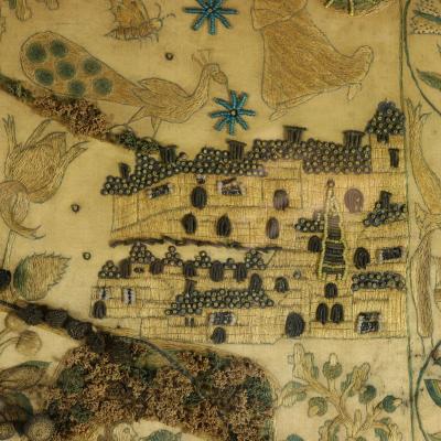 17th Century Stumpwork Picture Depicting The Binding of Isaac