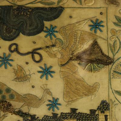 17th Century Stumpwork Picture Depicting The Binding of Isaac