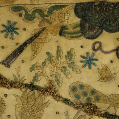 17th Century Stumpwork Picture Depicting The Binding of Isaac