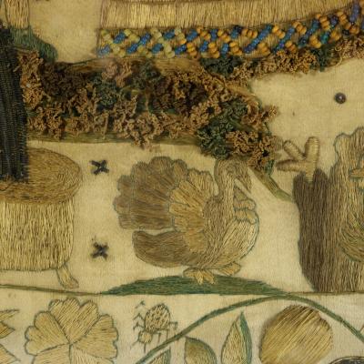 17th Century Stumpwork Picture Depicting The Binding of Isaac