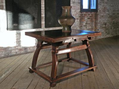 17th Century Swiss Stone Inlaid Center Draw Leaf Extension Table