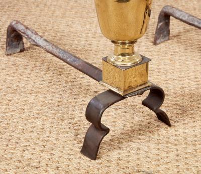 17th c Brass Ball Top Andirons