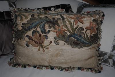 17th c Italian Baroque Embroidered Pillow