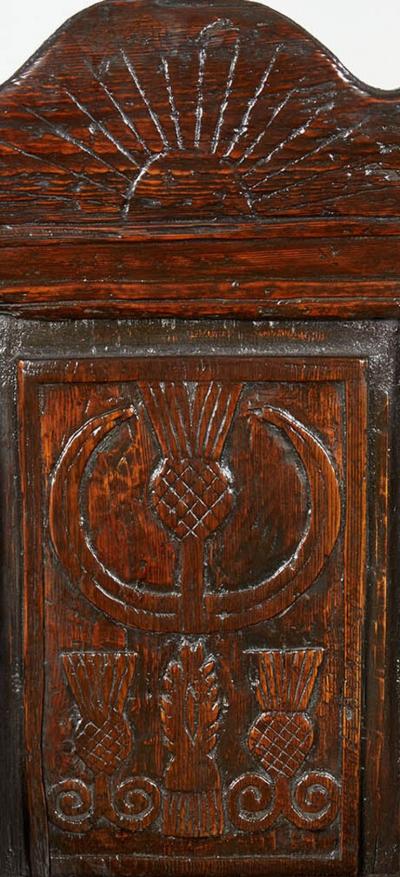 17th c Rising Sun and Thistle Scottish Armchair