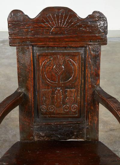 17th c Rising Sun and Thistle Scottish Armchair